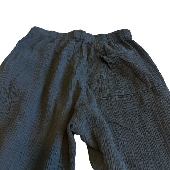 Raquel Allegra Black Gauze Pull-On Pants Contrast Trim Wide Leg Size 2 Large - Picture 7 of 10